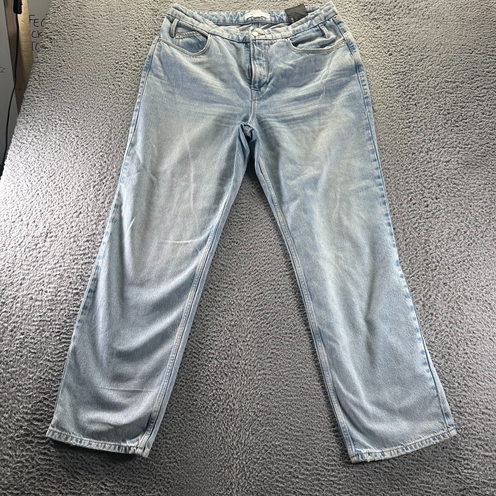 Good American‎ x Zara Jeans Womens 14 Blue Cotton Denim Straight Faded Workwear